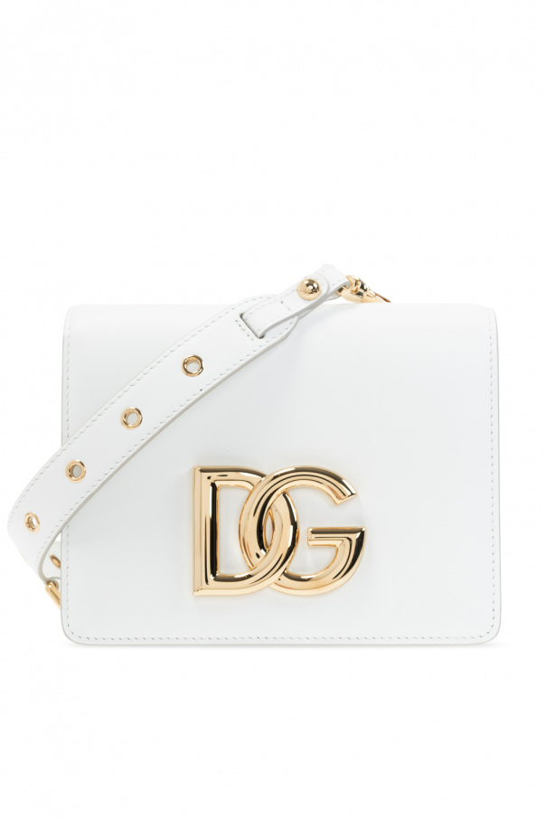 White leather Dolce & Gabbana mini shoulder bag w/ gold on sale hardware